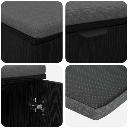 vidaXL Hall Bench Black Oak 80 x 38 x 46 cm Engineered Wood and Fabric
