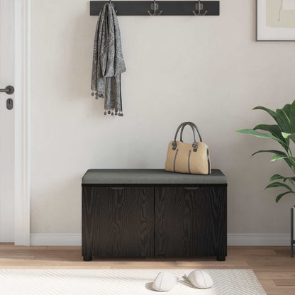 vidaXL Hall Bench Black Oak 80 x 38 x 46 cm Engineered Wood and Fabric