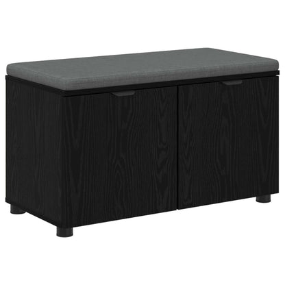vidaXL Hall Bench Black Oak 80 x 38 x 46 cm Engineered Wood and Fabric