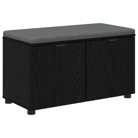 vidaXL Hall Bench Black Oak 80 x 38 x 46 cm Engineered Wood and Fabric