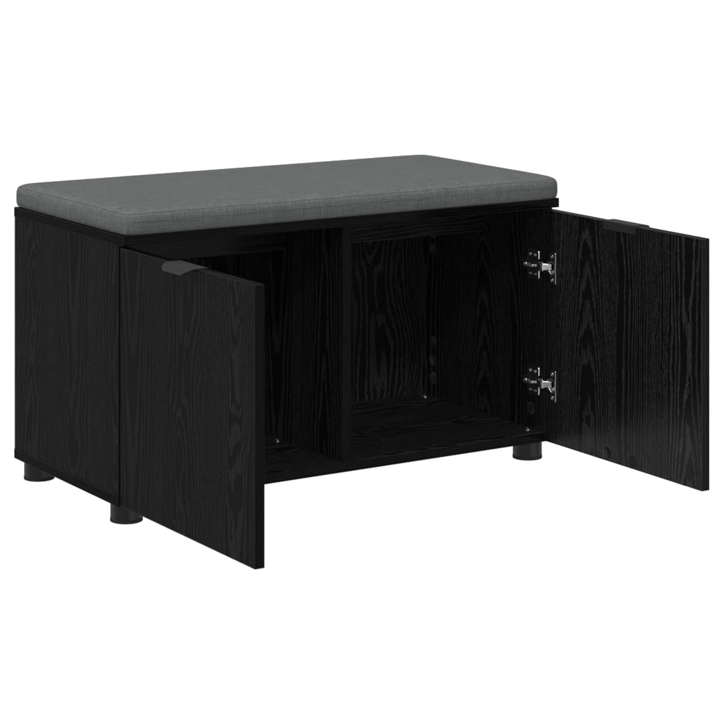 vidaXL Hall Bench Black Oak 80 x 38 x 46 cm Engineered Wood and Fabric
