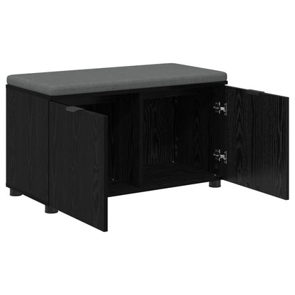 vidaXL Hall Bench Black Oak 80 x 38 x 46 cm Engineered Wood and Fabric