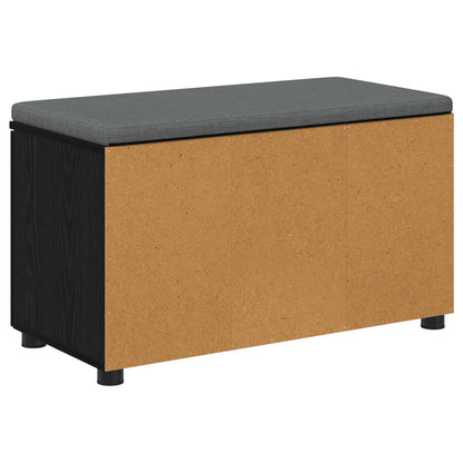 vidaXL Hall Bench Black Oak 80 x 38 x 46 cm Engineered Wood and Fabric