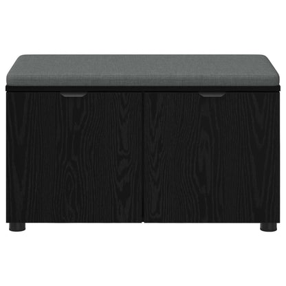 vidaXL Hall Bench Black Oak 80 x 38 x 46 cm Engineered Wood and Fabric