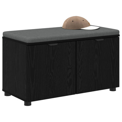 vidaXL Hall Bench Black Oak 80 x 38 x 46 cm Engineered Wood and Fabric