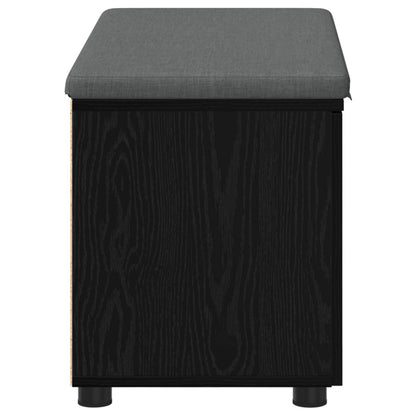 vidaXL Hall Bench Black Oak 80 x 38 x 46 cm Engineered Wood and Fabric
