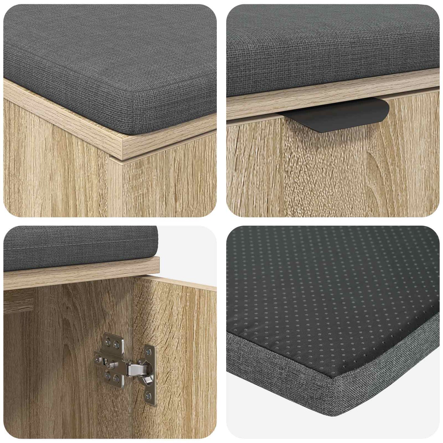 vidaXL Hall Bench with Cushion with Shelf Sonoma Oak 80 x 38 x 46 cm