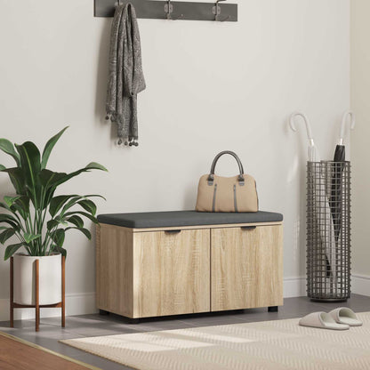 vidaXL Hall Bench with Cushion with Shelf Sonoma Oak 80 x 38 x 46 cm