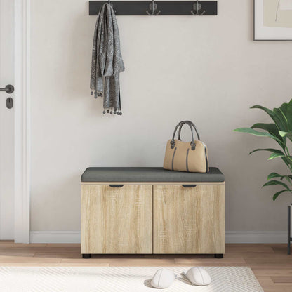 vidaXL Hall Bench with Cushion with Shelf Sonoma Oak 80 x 38 x 46 cm