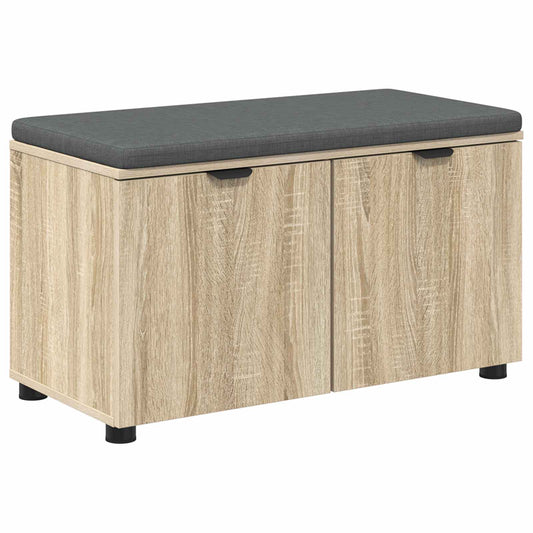 vidaXL Hall Bench with Cushion with Shelf Sonoma Oak 80 x 38 x 46 cm
