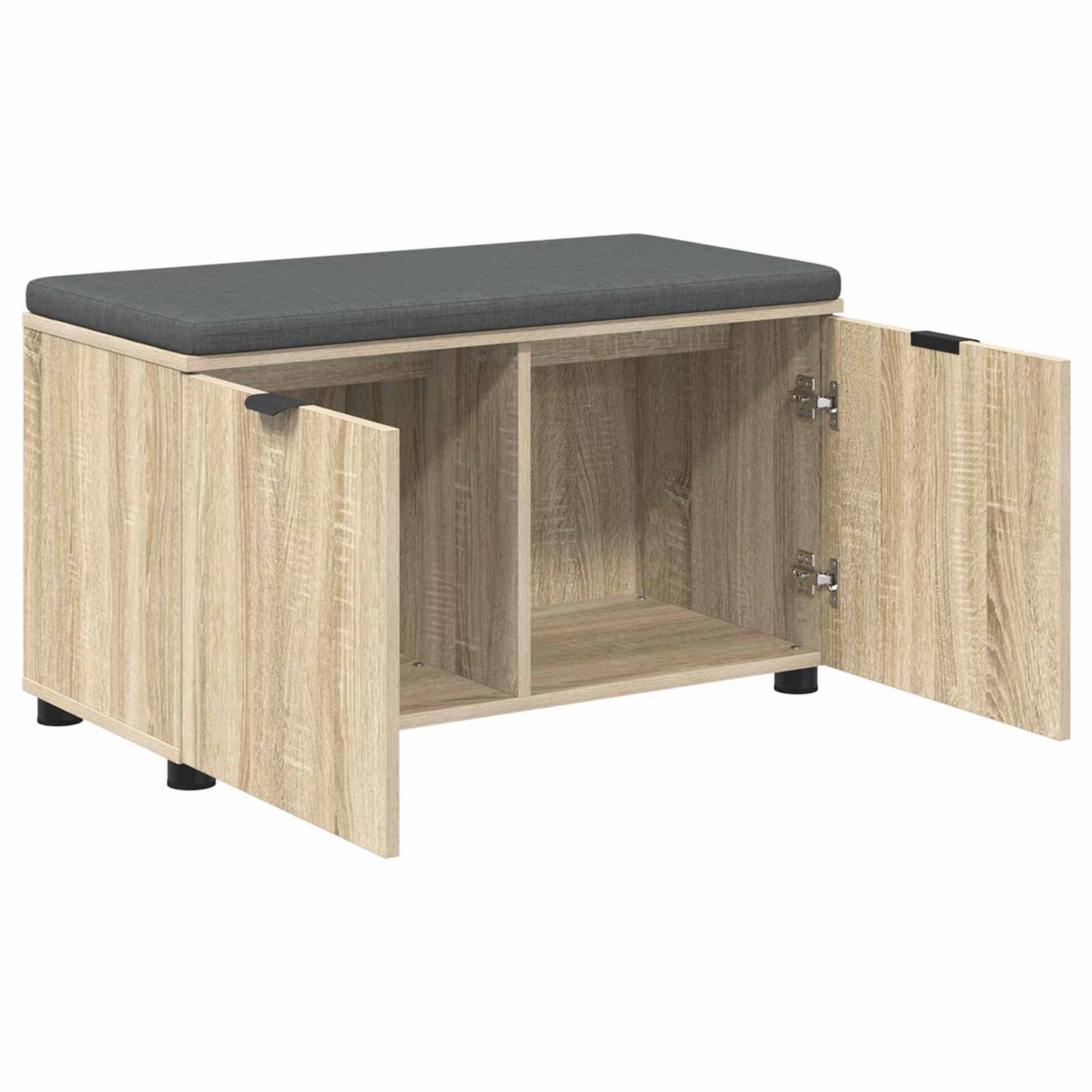 vidaXL Hall Bench with Cushion with Shelf Sonoma Oak 80 x 38 x 46 cm