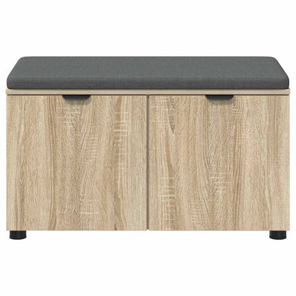 vidaXL Hall Bench with Cushion with Shelf Sonoma Oak 80 x 38 x 46 cm