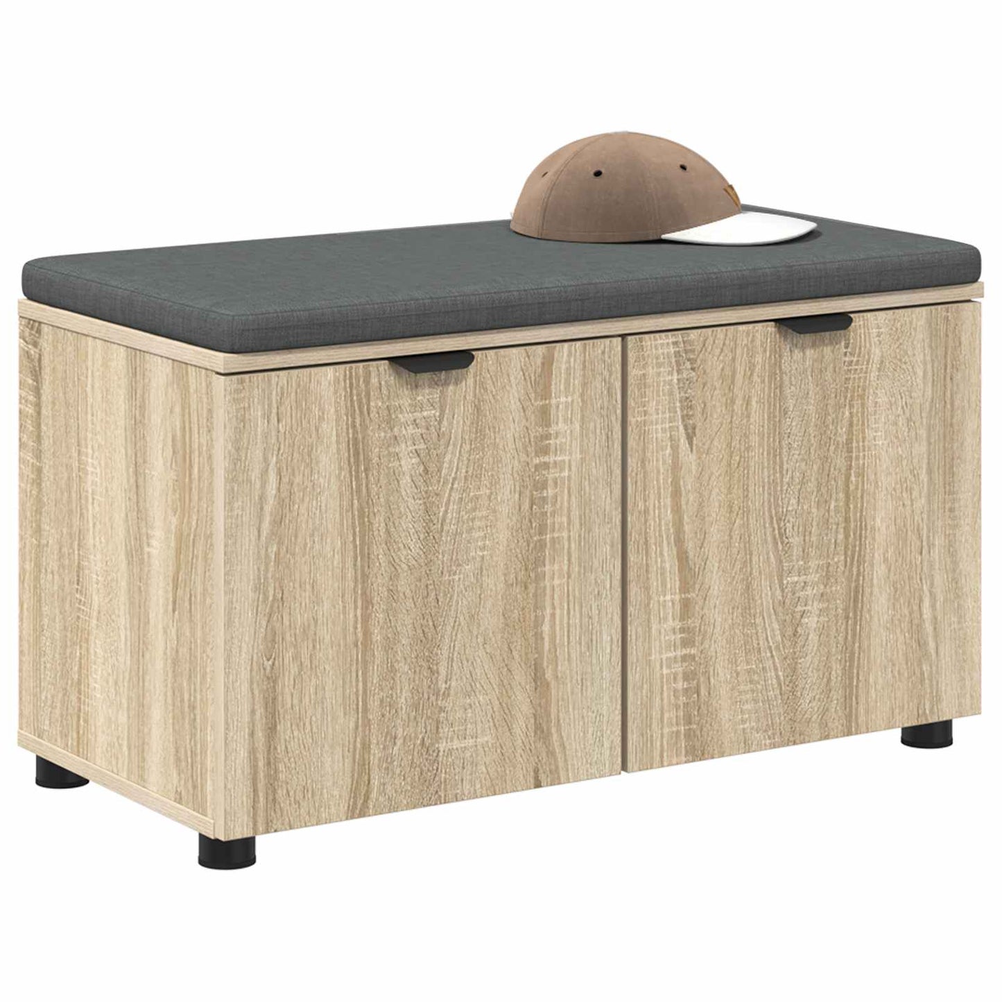 vidaXL Hall Bench with Cushion with Shelf Sonoma Oak 80 x 38 x 46 cm