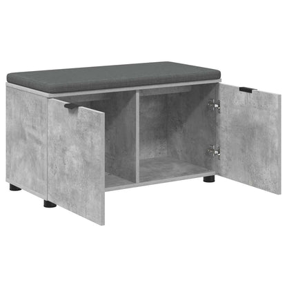 vidaXL Hall Bench with Cushion with Door Concrete Grey 80 x 38 x 46 cm