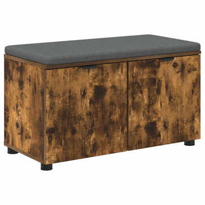 vidaXL Hall Bench with Cushion with Shelf Smoked Oak 80 x 38 x 46 cm