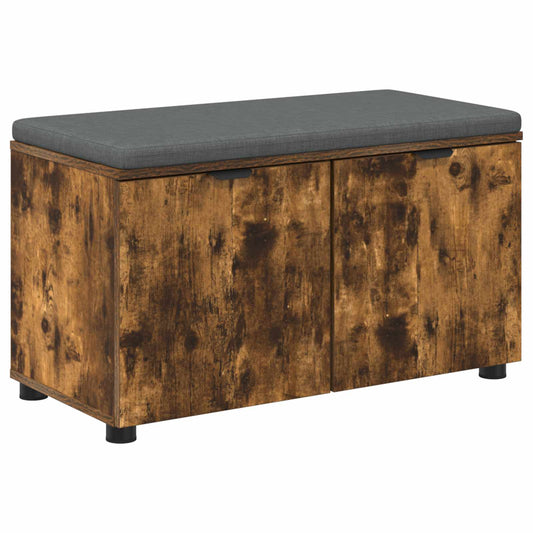 vidaXL Hall Bench with Cushion with Shelf Smoked Oak 80 x 38 x 46 cm
