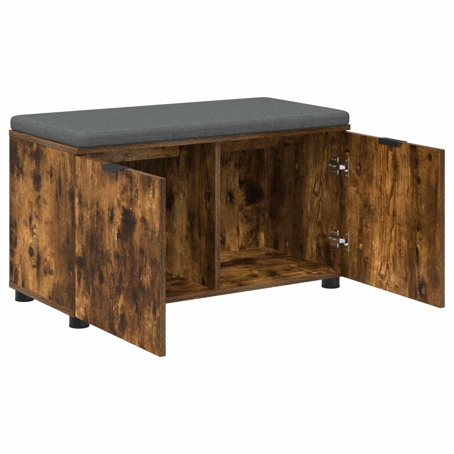 vidaXL Hall Bench with Cushion with Shelf Smoked Oak 80 x 38 x 46 cm