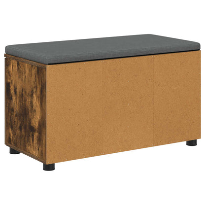 vidaXL Hall Bench with Cushion with Shelf Smoked Oak 80 x 38 x 46 cm