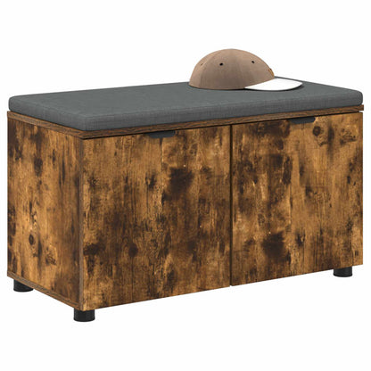 vidaXL Hall Bench with Cushion with Shelf Smoked Oak 80 x 38 x 46 cm
