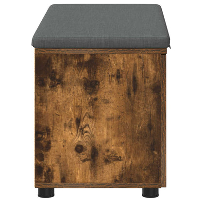 vidaXL Hall Bench with Cushion with Shelf Smoked Oak 80 x 38 x 46 cm