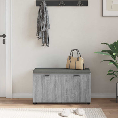 vidaXL Hall Bench with Cushion with Shelf Grey Sonoma 80 x 38 x 46 cm