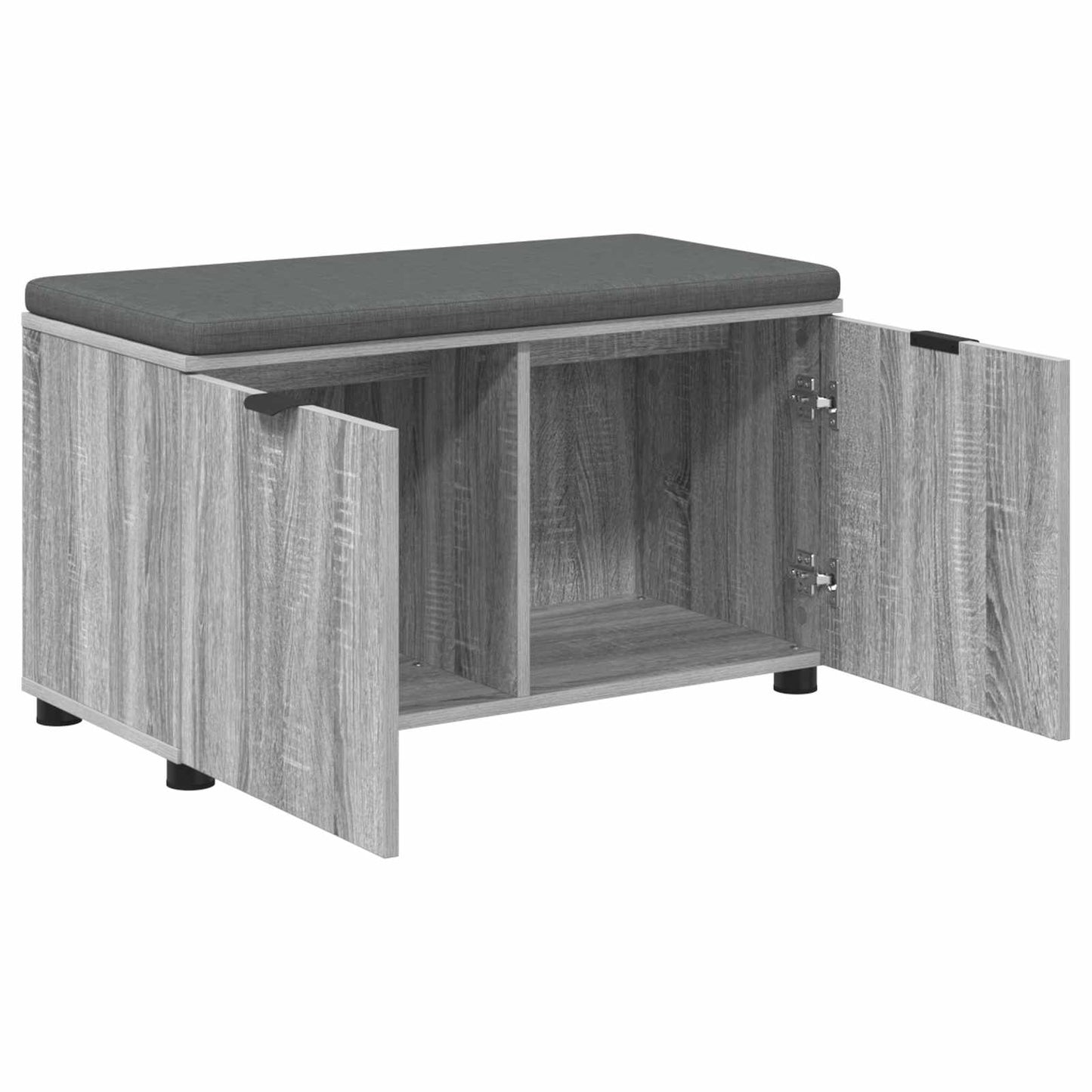 vidaXL Hall Bench with Cushion with Shelf Grey Sonoma 80 x 38 x 46 cm