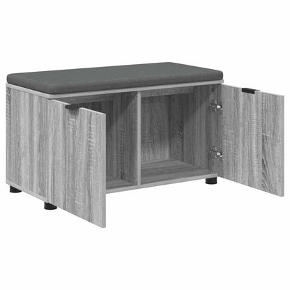 vidaXL Hall Bench with Cushion with Shelf Grey Sonoma 80 x 38 x 46 cm