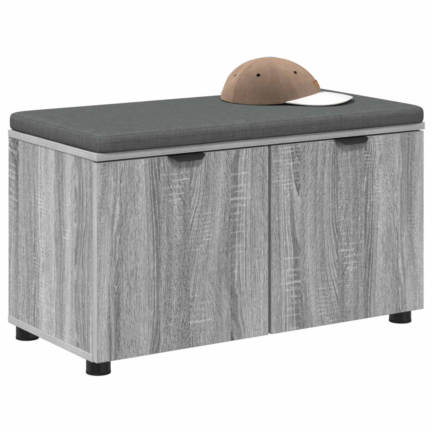 vidaXL Hall Bench with Cushion with Shelf Grey Sonoma 80 x 38 x 46 cm