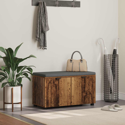 vidaXL Hall Bench Old Wood 80 x 38 x 46 cm Engineered Wood and Fabric