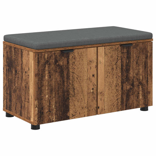 vidaXL Hall Bench Old Wood 80 x 38 x 46 cm Engineered Wood and Fabric