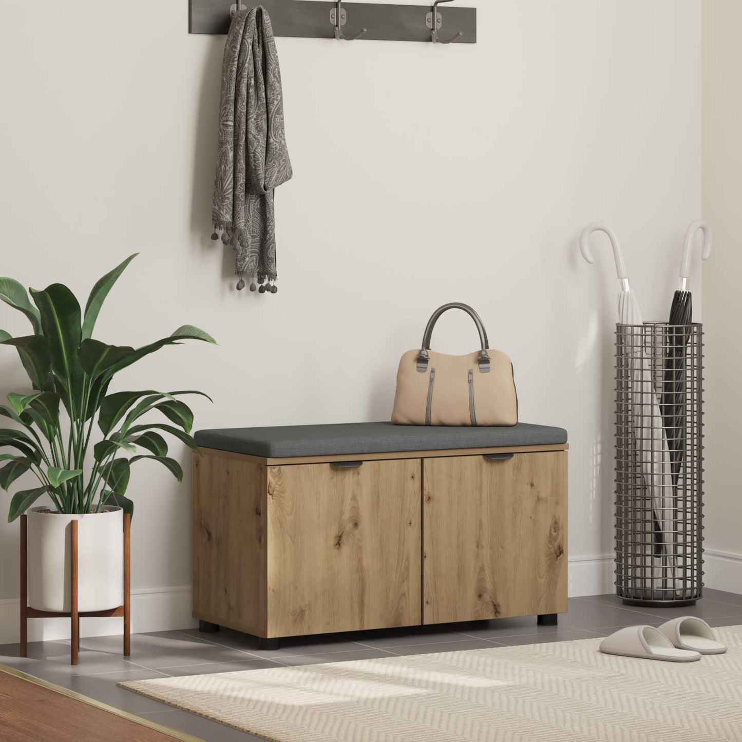 vidaXL Hall Bench Artisan Oak 80 x 38 x 46 cm