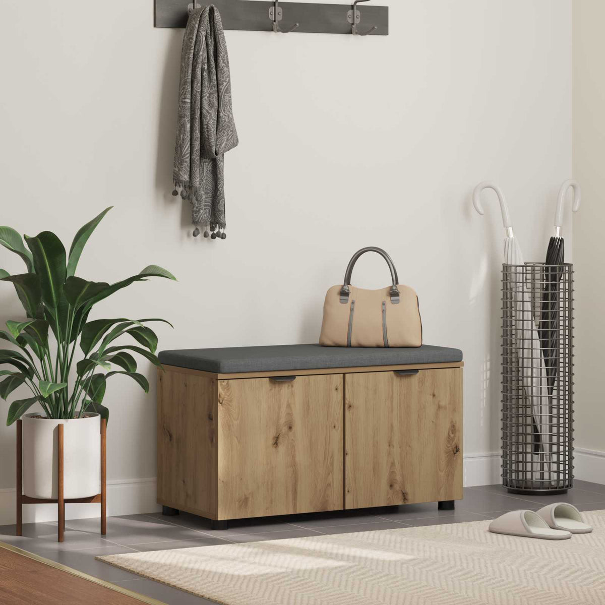 vidaXL Hall Bench Artisan Oak 80 x 38 x 46 cm