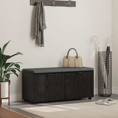 vidaXL Hall Bench with Cushion with Shelf Black Oak 100 x 38 x 46 cm