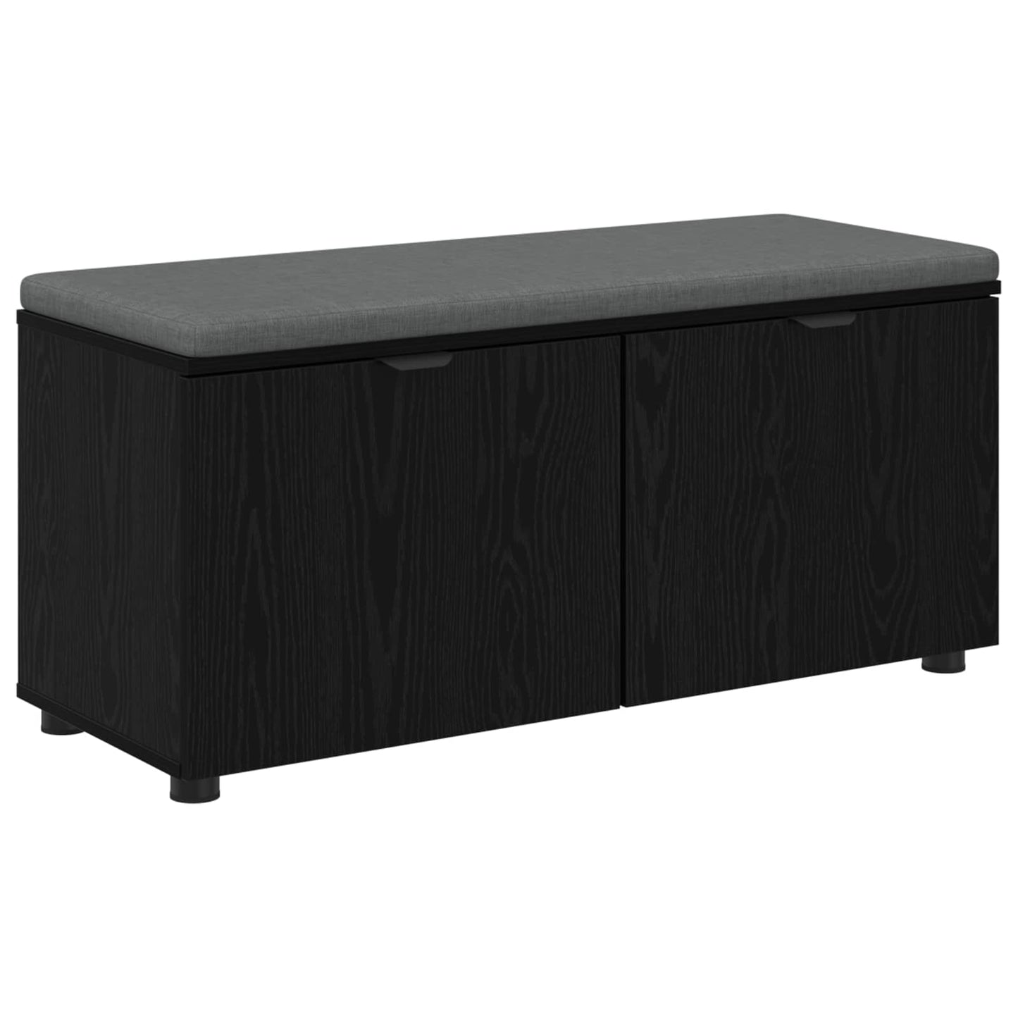 vidaXL Hall Bench with Cushion with Shelf Black Oak 100 x 38 x 46 cm