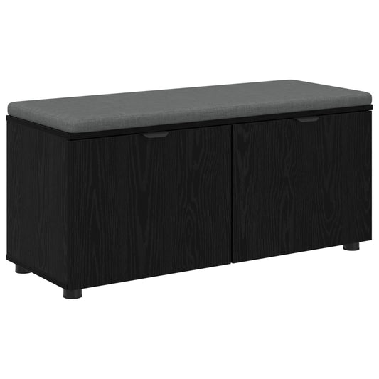 vidaXL Hall Bench with Cushion with Shelf Black Oak 100 x 38 x 46 cm