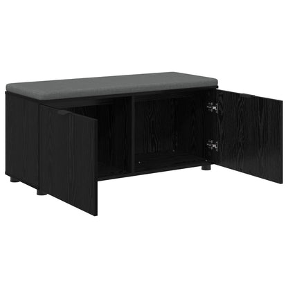vidaXL Hall Bench with Cushion with Shelf Black Oak 100 x 38 x 46 cm