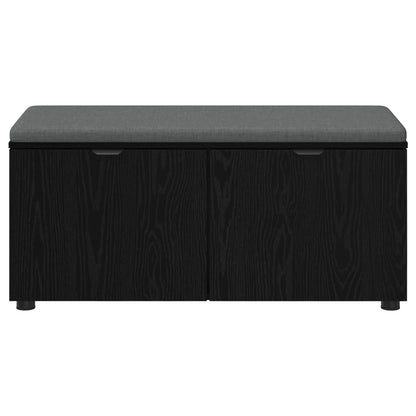 vidaXL Hall Bench with Cushion with Shelf Black Oak 100 x 38 x 46 cm