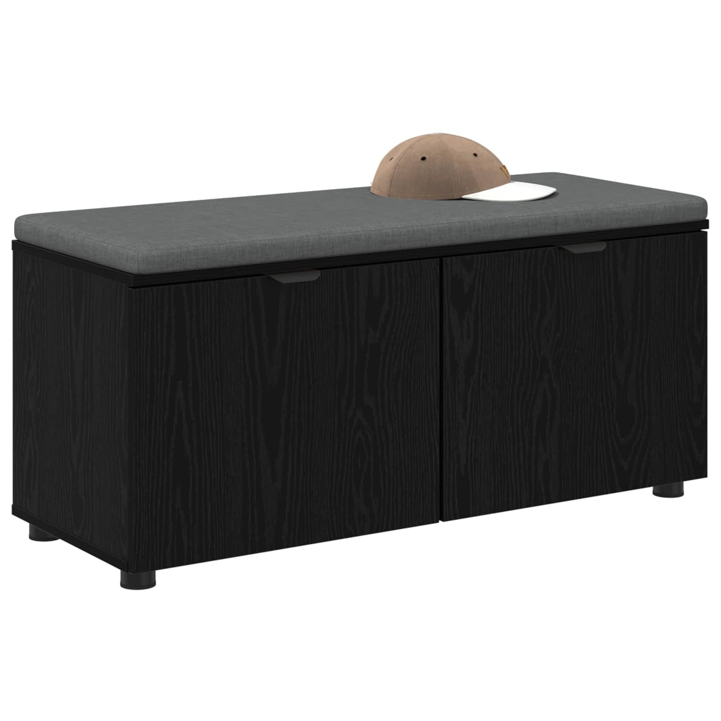 vidaXL Hall Bench with Cushion with Shelf Black Oak 100 x 38 x 46 cm