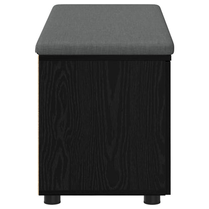 vidaXL Hall Bench with Cushion with Shelf Black Oak 100 x 38 x 46 cm