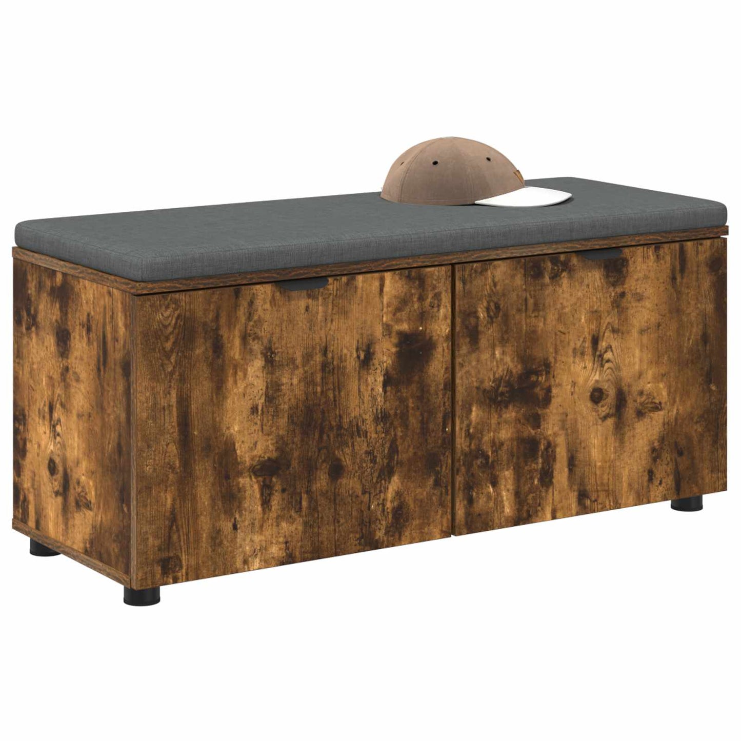 vidaXL Hall Bench with Cushion with Door Smoked Oak 100 x 38 x 46 cm