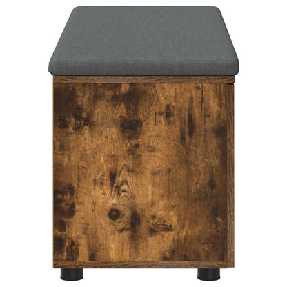 vidaXL Hall Bench with Cushion with Door Smoked Oak 100 x 38 x 46 cm