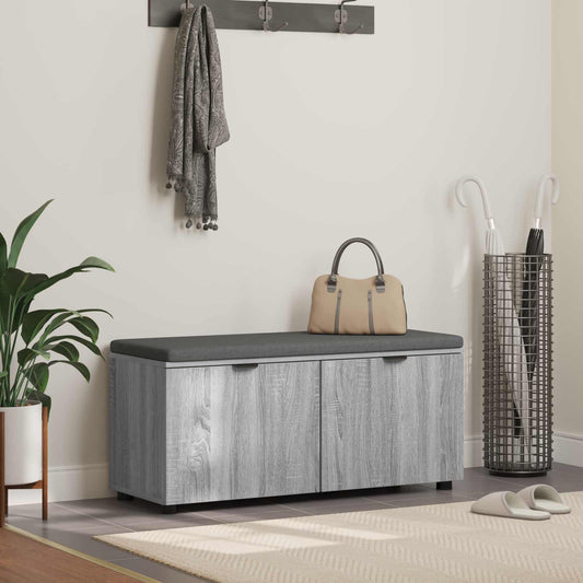 vidaXL Hall Bench with Cushion with Shelf Grey Sonoma 100 x 38 x 46 cm
