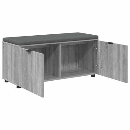 vidaXL Hall Bench with Cushion with Door Grey Sonoma 100 x 38 x 46 cm