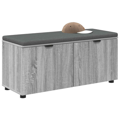 vidaXL Hall Bench with Cushion with Door Grey Sonoma 100 x 38 x 46 cm