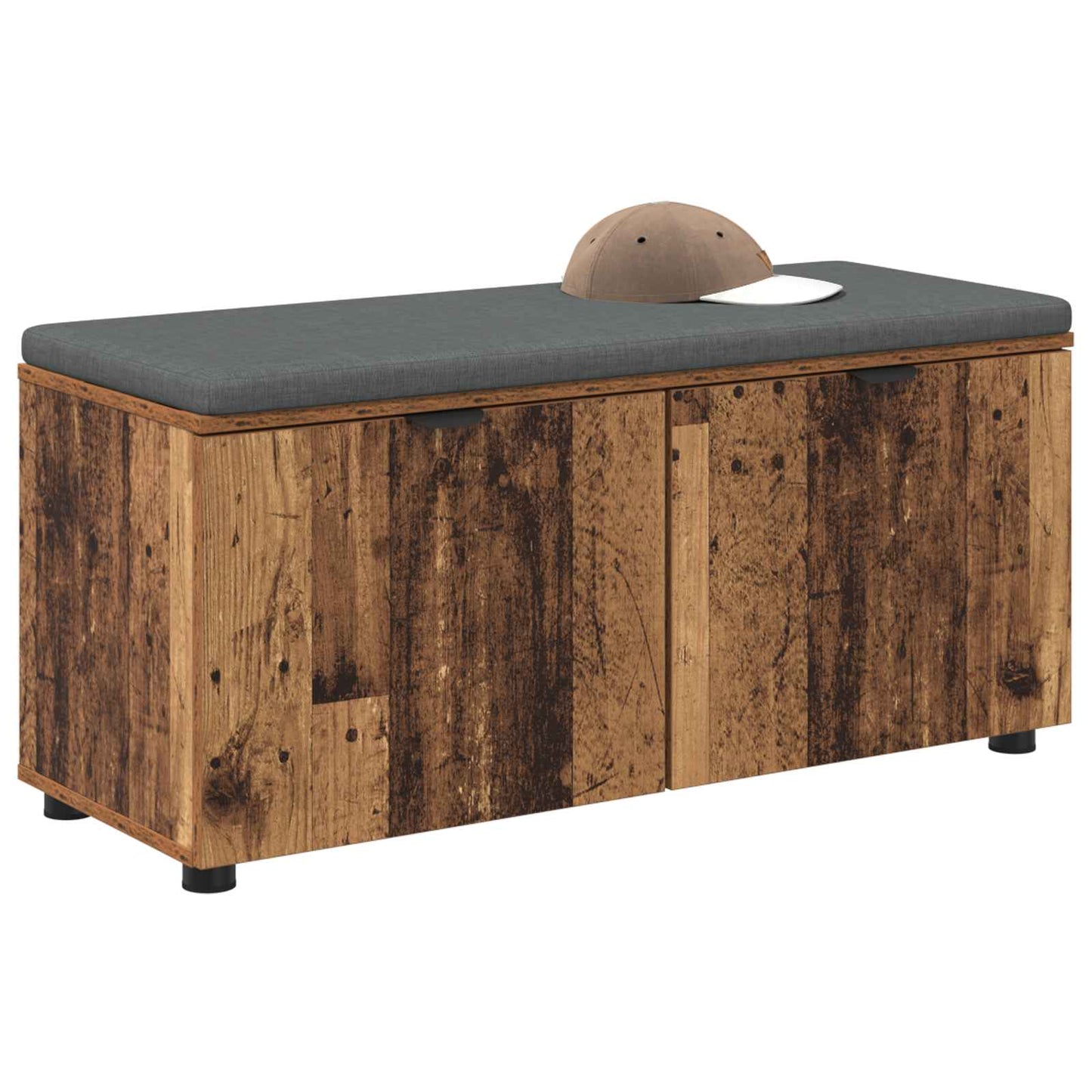 vidaXL Hall Bench Old Wood 100 x 38 x 46 cm Engineered Wood and Fabric