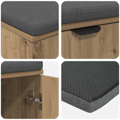 vidaXL Hall Bench with Cushion with Door Artisan Oak 100 x 38 x 46 cm