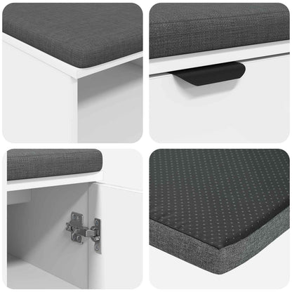 vidaXL Hall Bench White 60 x 38 x 46 cm Engineered Wood and Fabric