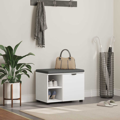 vidaXL Hall Bench White 60 x 38 x 46 cm Engineered Wood and Fabric