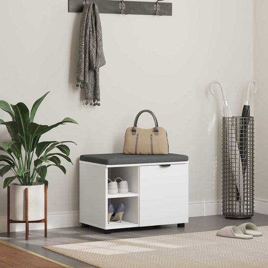 vidaXL Hall Bench White 60 x 38 x 46 cm Engineered Wood and Fabric