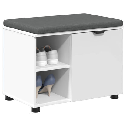 vidaXL Hall Bench White 60 x 38 x 46 cm Engineered Wood and Fabric